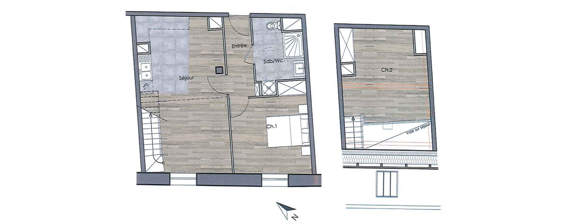 Duplex T3 de 63,13 m2 &agrave; Compi&egrave;gne Centre