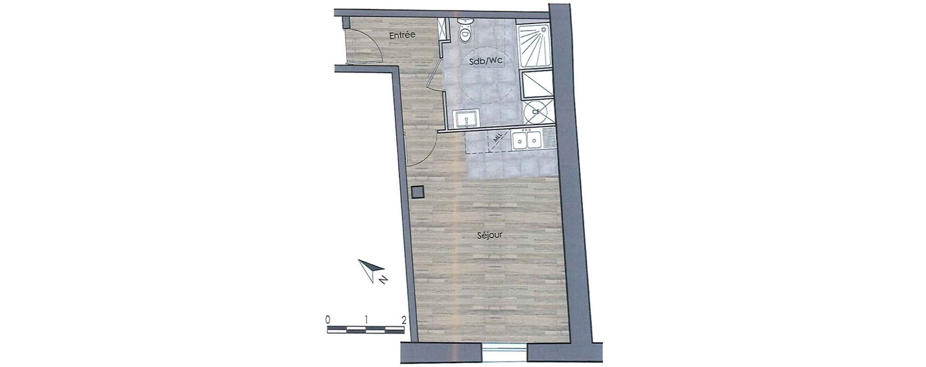 Appartement T1 de 34,35 m2 &agrave; Compi&egrave;gne Centre