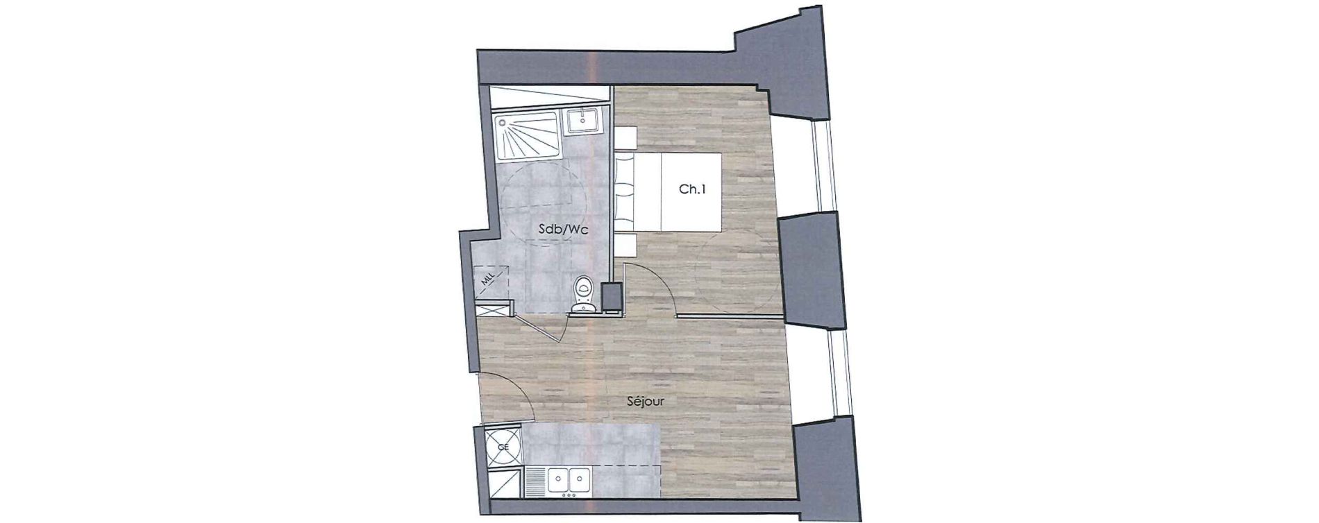 Appartement T2 de 36,21 m2 &agrave; Compi&egrave;gne Centre