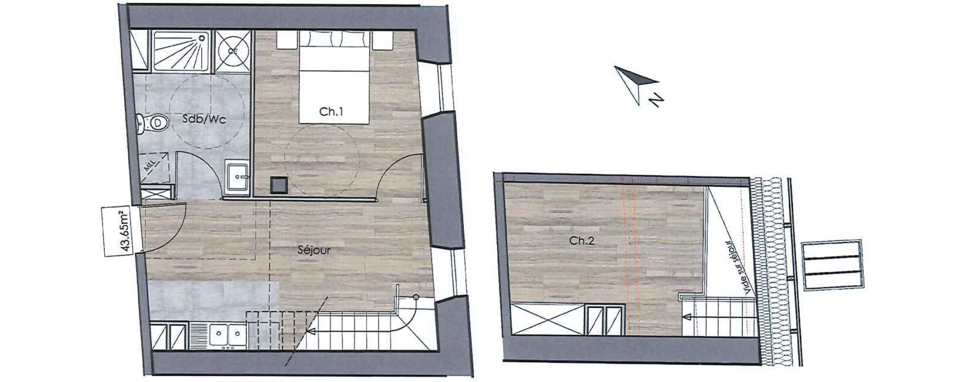 Duplex T3 de 43,65 m2 &agrave; Compi&egrave;gne Centre