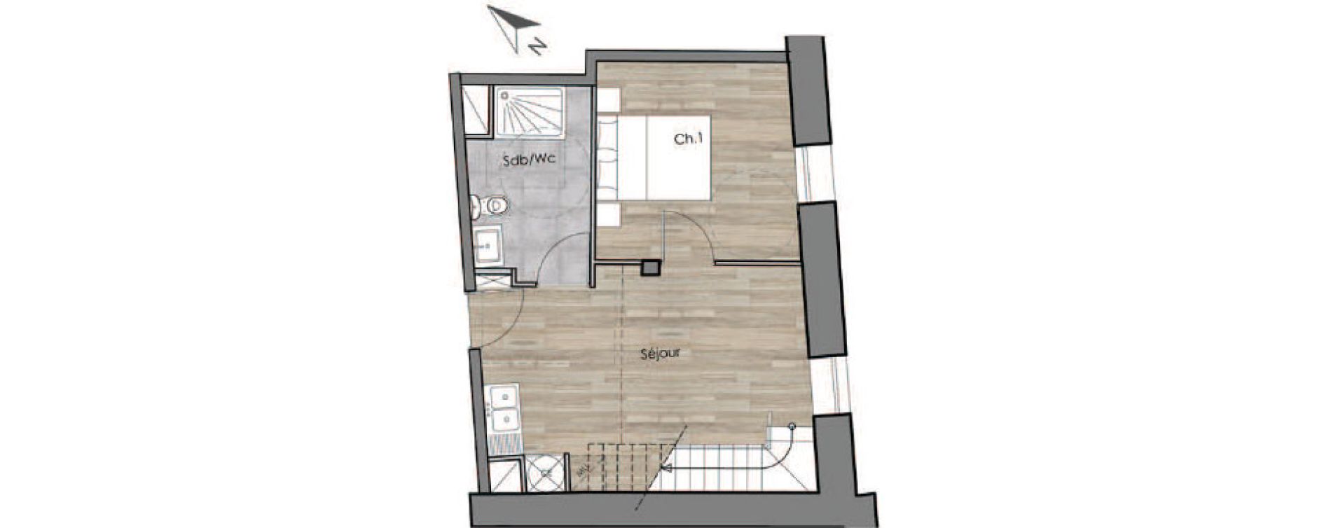 Duplex T3 de 43,86 m2 &agrave; Compi&egrave;gne Centre