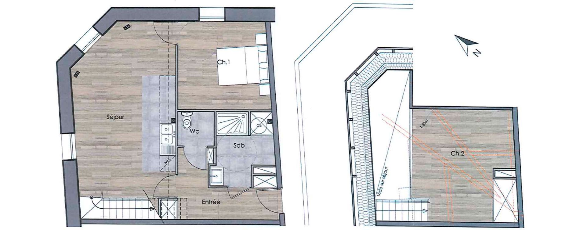 Duplex T3 de 65,08 m2 &agrave; Compi&egrave;gne Centre