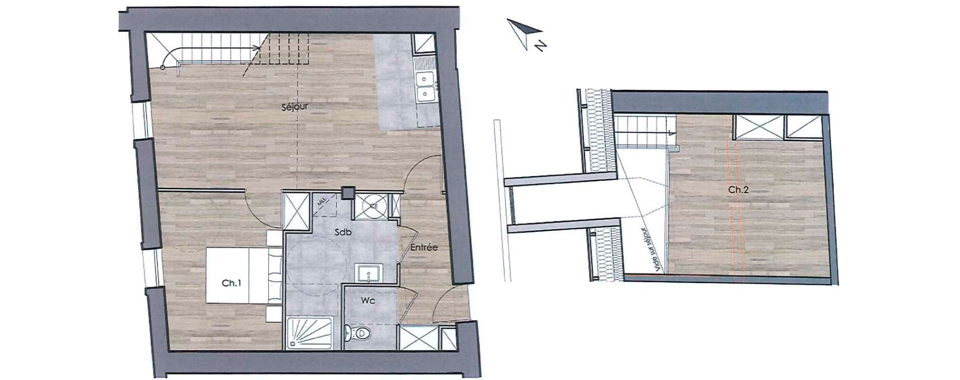 Duplex T3 de 67,30 m2 &agrave; Compi&egrave;gne Centre