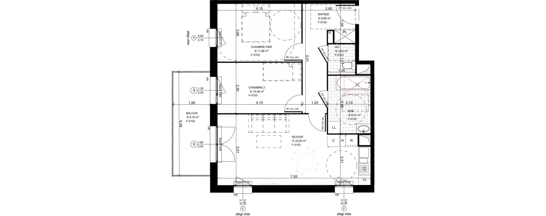 Appartement T3 de 63,24 m2 &agrave; Compi&egrave;gne Royallieu