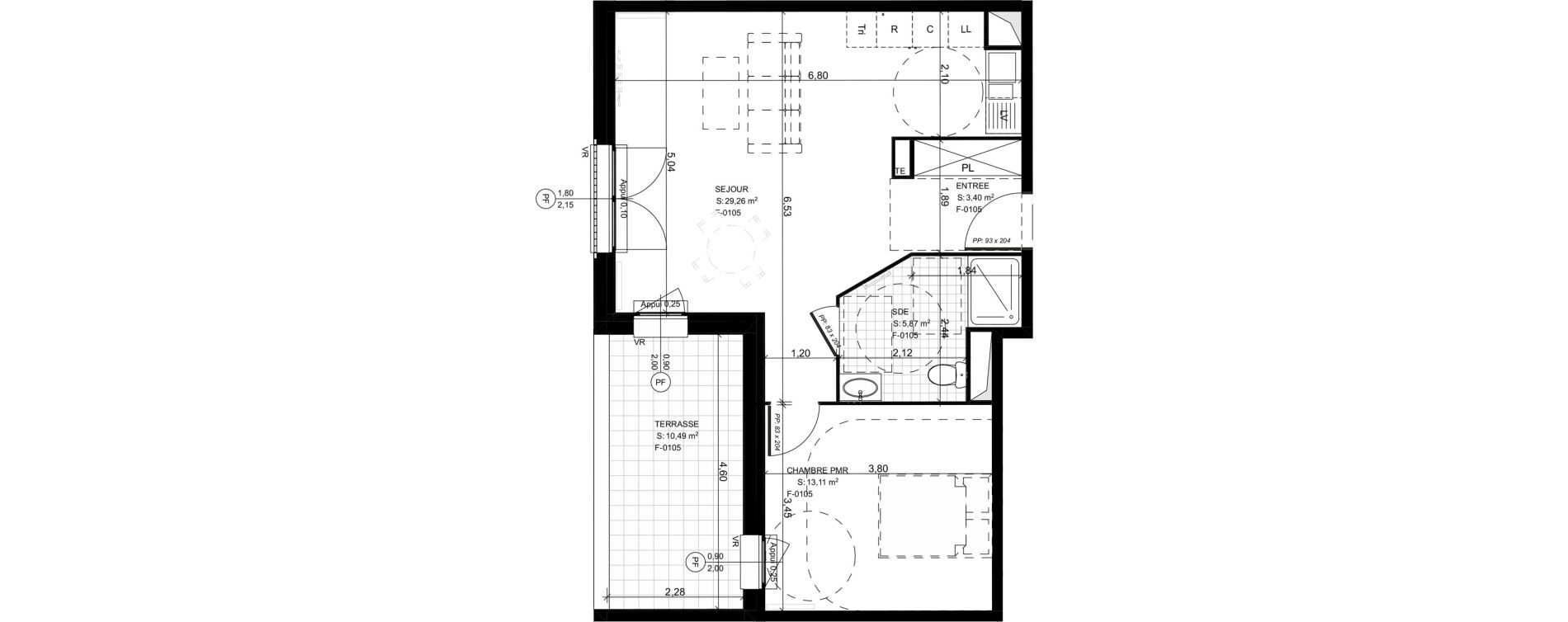 Appartement T2 de 51,64 m2 &agrave; Compi&egrave;gne Royallieu
