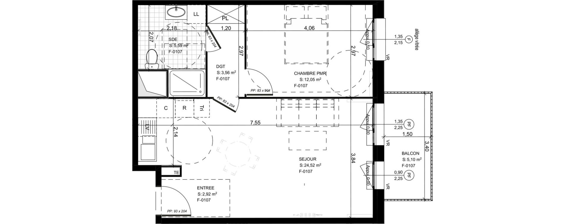 Appartement T2 de 48,64 m2 &agrave; Compi&egrave;gne Royallieu