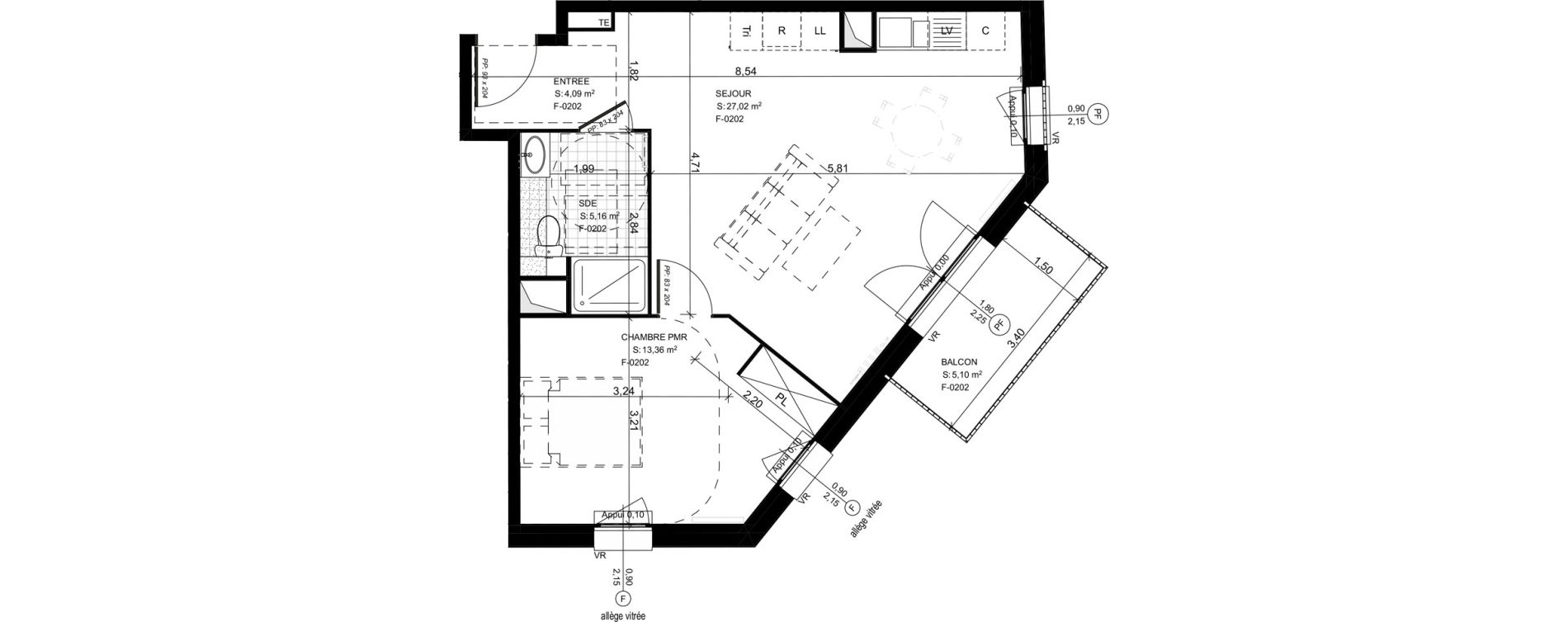 Appartement T2 de 49,63 m2 &agrave; Compi&egrave;gne Royallieu