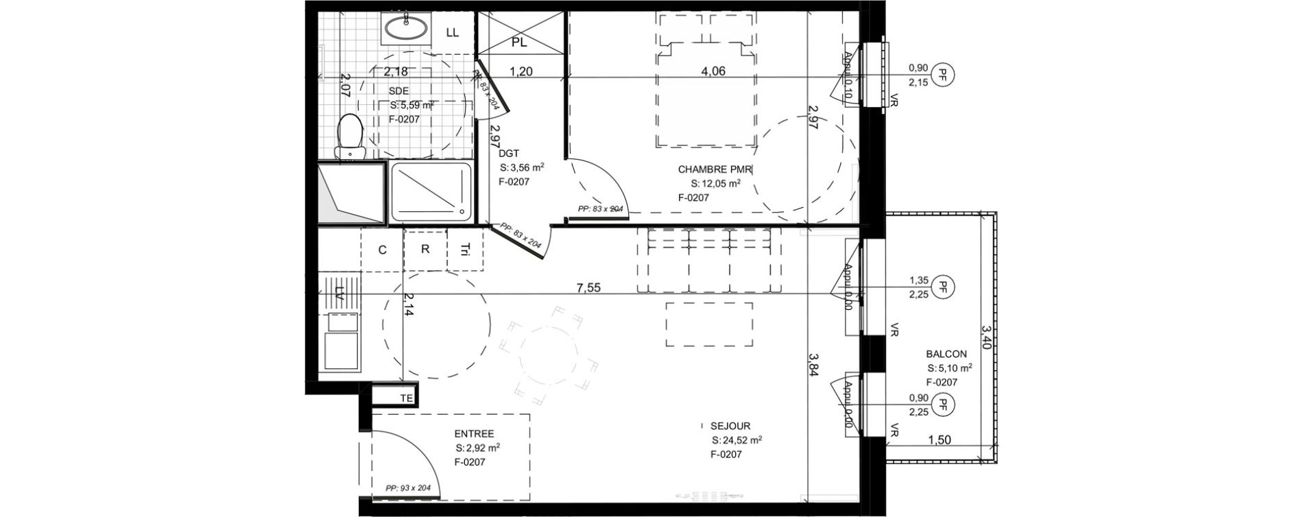 Appartement T2 de 48,64 m2 &agrave; Compi&egrave;gne Royallieu