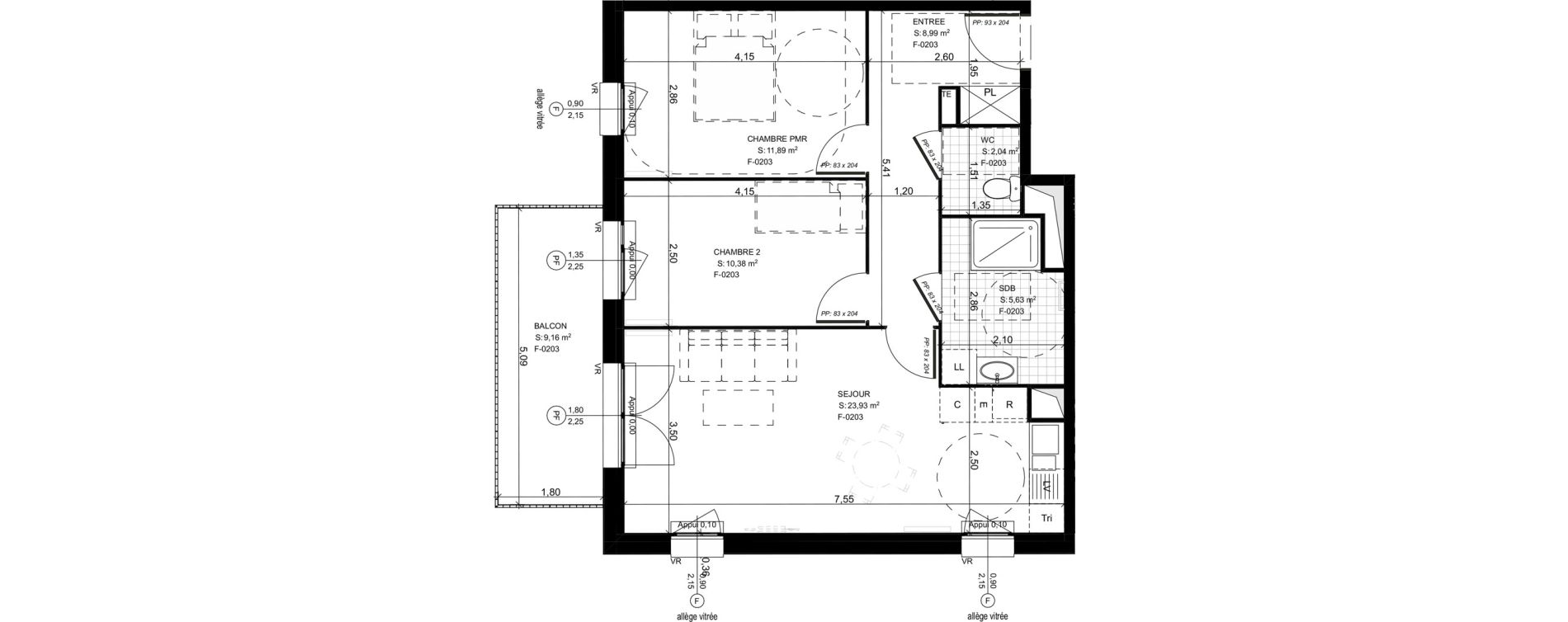 Appartement T3 de 62,86 m2 &agrave; Compi&egrave;gne Royallieu