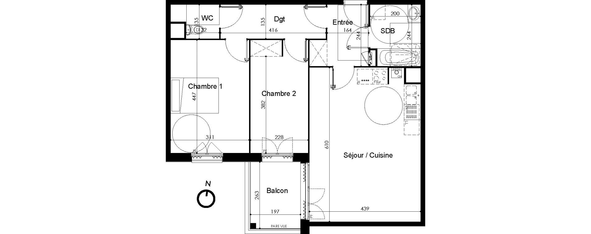 Appartement T3 de 67,60 m2 &agrave; Compi&egrave;gne Centre