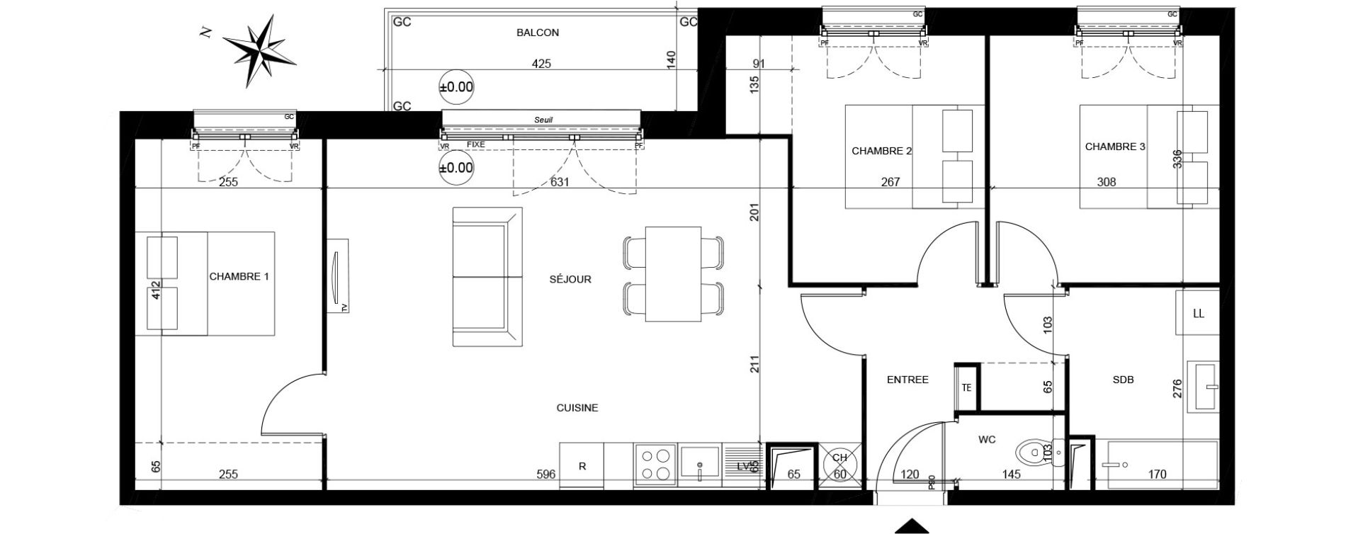 Appartement T4 de 77,36 m2 &agrave; Creil Centre