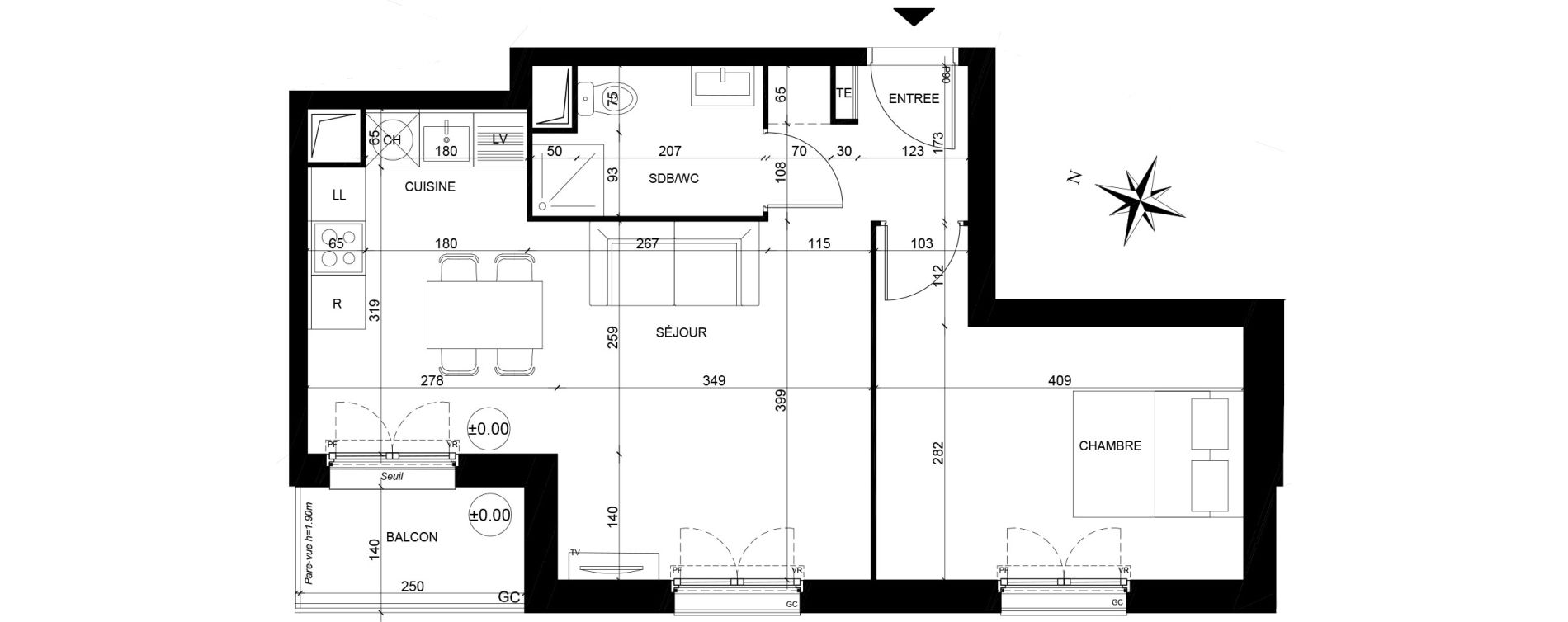 Appartement T2 de 44,06 m2 &agrave; Creil Centre