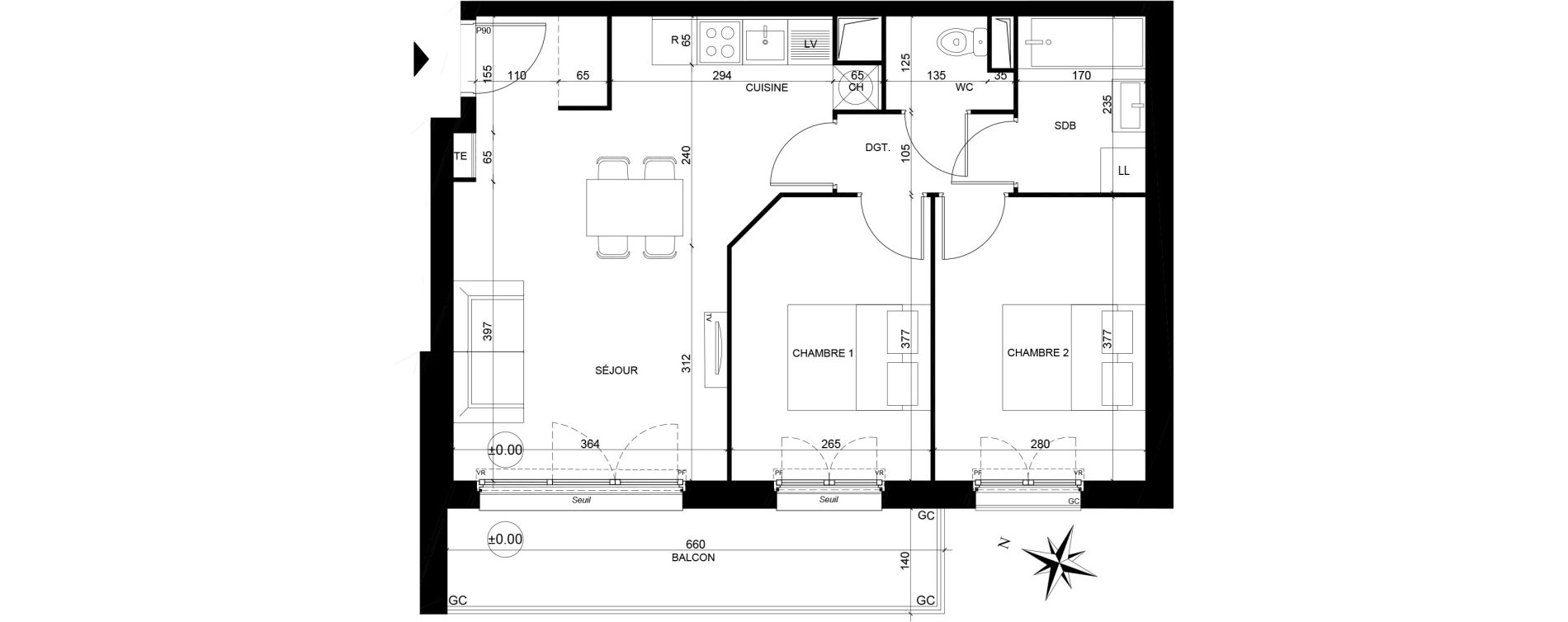 Appartement T3 de 54,29 m2 &agrave; Creil Centre