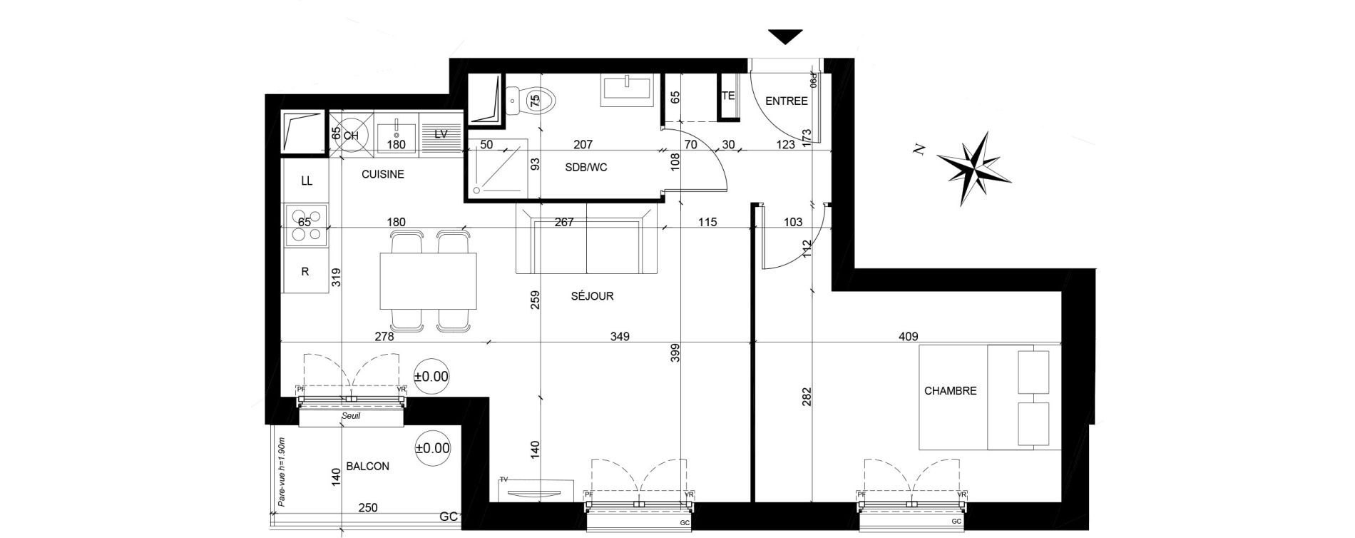 Appartement T2 de 44,06 m2 &agrave; Creil Centre