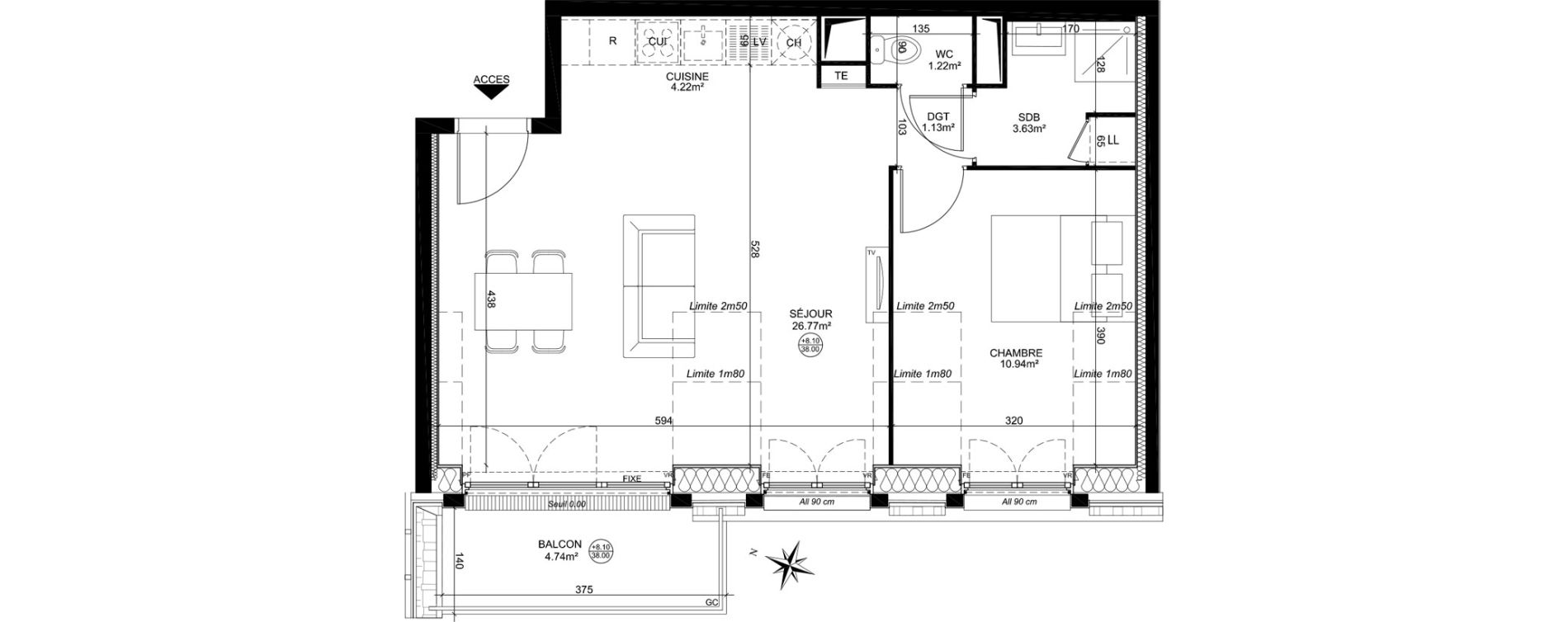 Appartement T2 de 47,91 m2 &agrave; Creil Centre