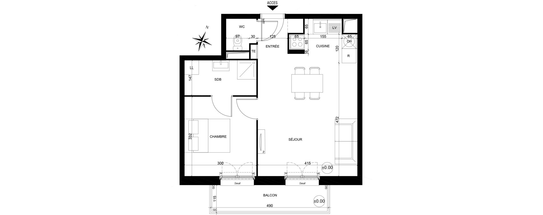 Appartement T2 de 42,61 m2 &agrave; Creil Centre