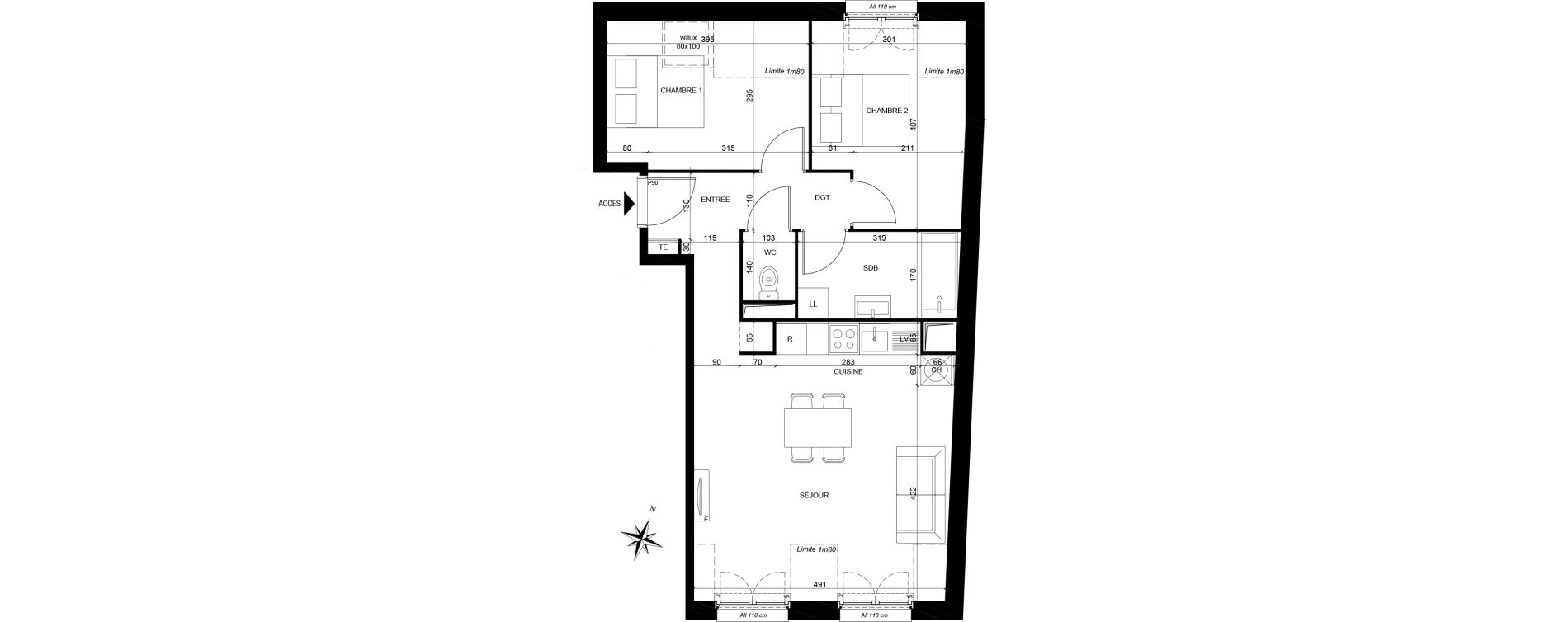 Appartement T3 de 56,58 m2 &agrave; Creil Centre