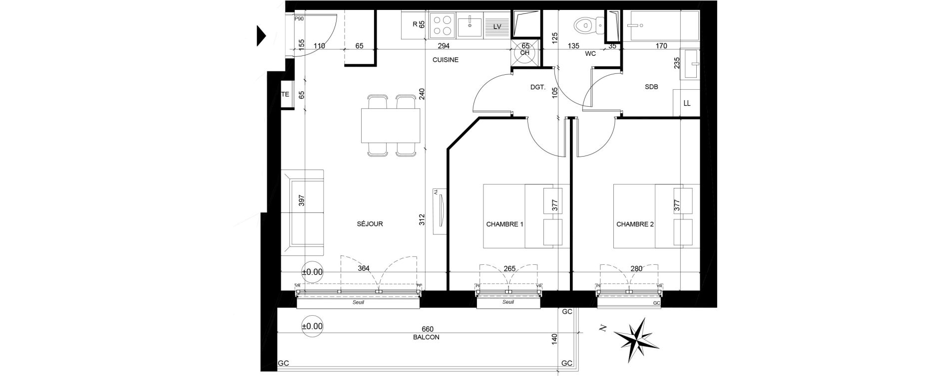 Appartement T3 de 54,29 m2 &agrave; Creil Centre