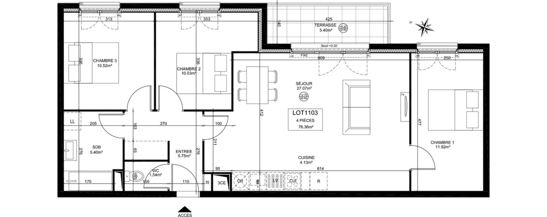Appartement T4 de 76,36 m2 &agrave; Creil Centre