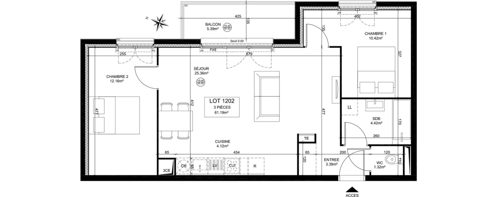 Appartement T3 de 61,19 m2 &agrave; Creil Centre