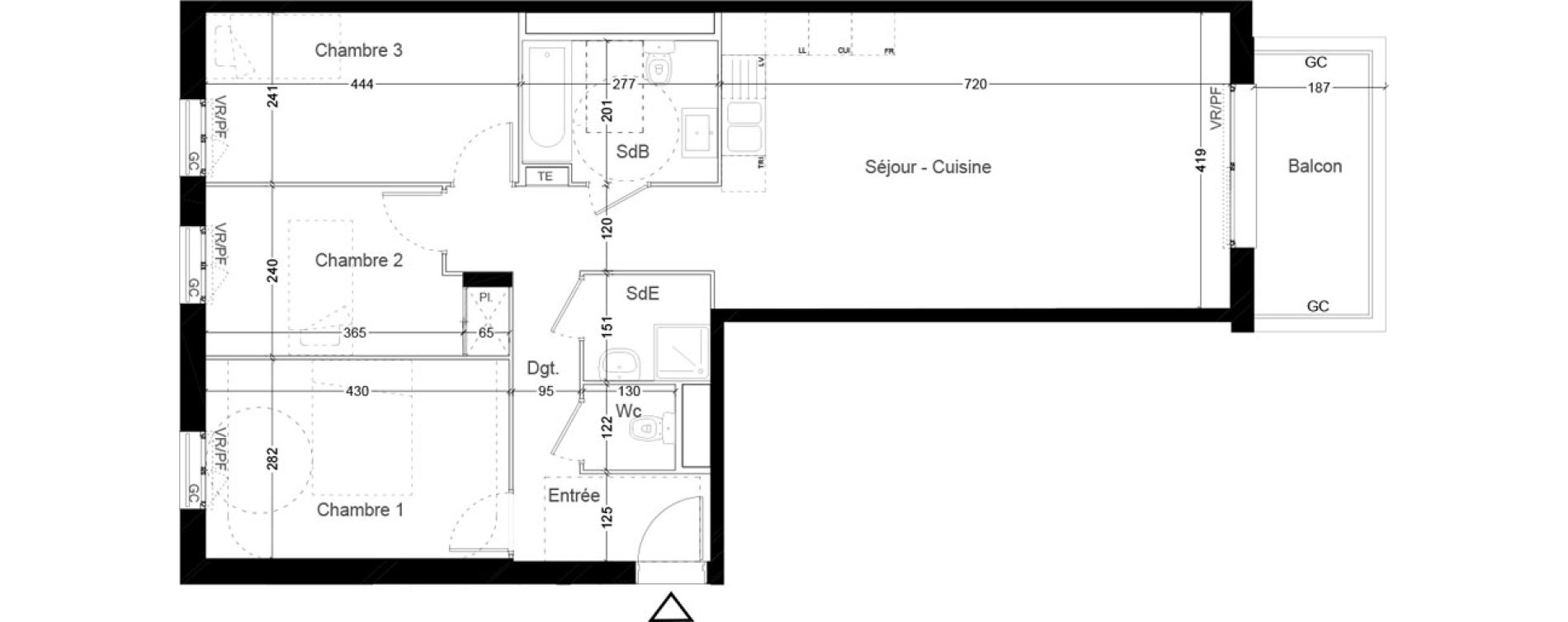 Appartement T4 de 82,70 m2 &agrave; Creil Centre