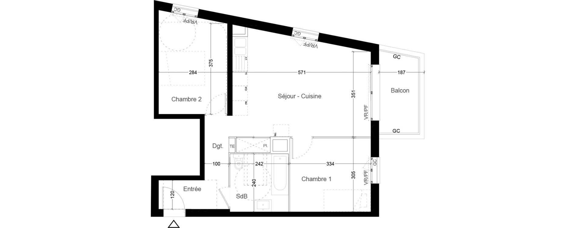Appartement T3 de 57,60 m2 &agrave; Creil Centre