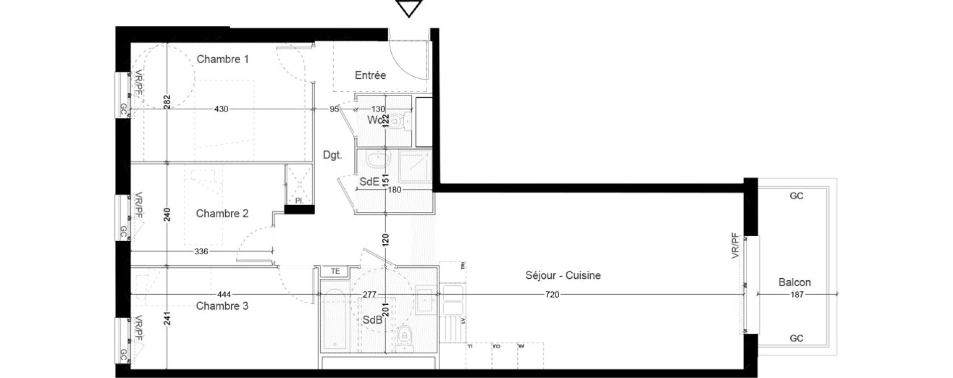Appartement T4 de 82,70 m2 &agrave; Creil Centre
