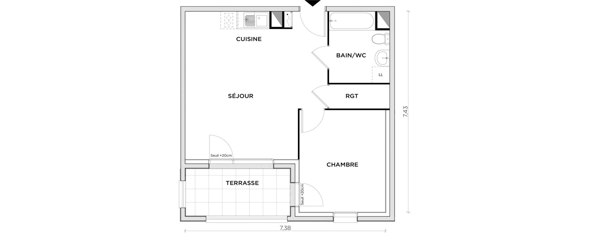 Appartement T2 de 45,74 m2 &agrave; Creil Centre