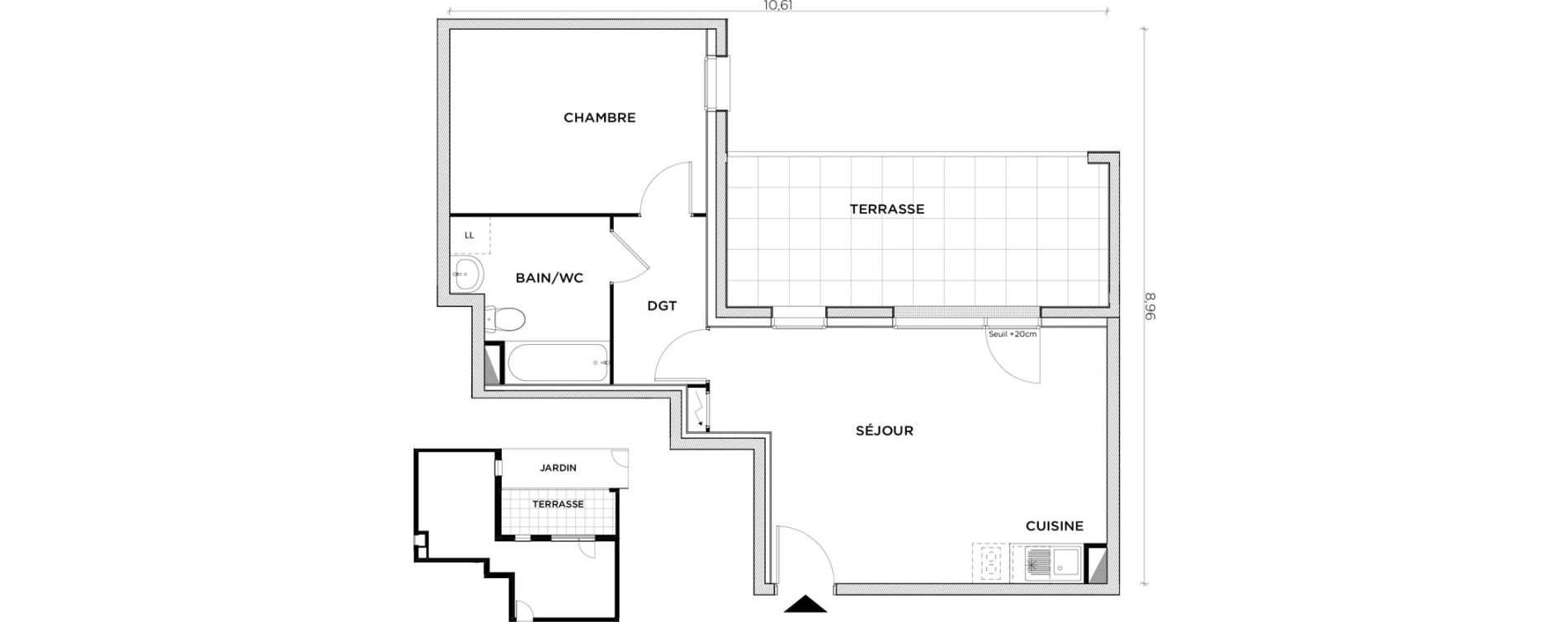 Appartement T2 de 46,28 m2 &agrave; Creil Centre