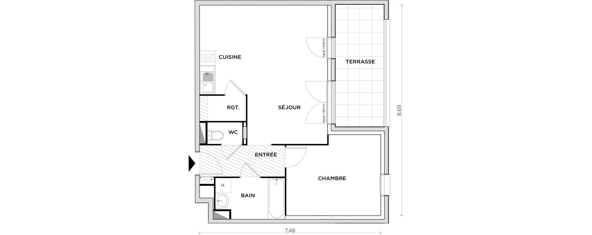 Appartement T2 de 51,20 m2 &agrave; Creil Centre