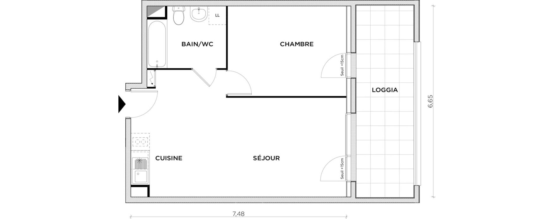 Appartement T2 de 46,85 m2 &agrave; Creil Centre