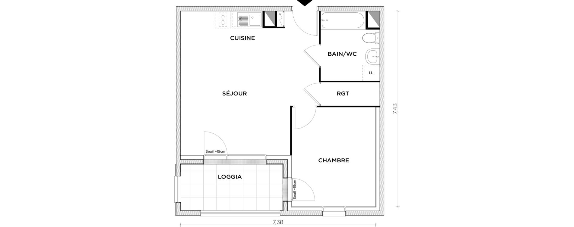 Appartement T2 de 45,74 m2 &agrave; Creil Centre