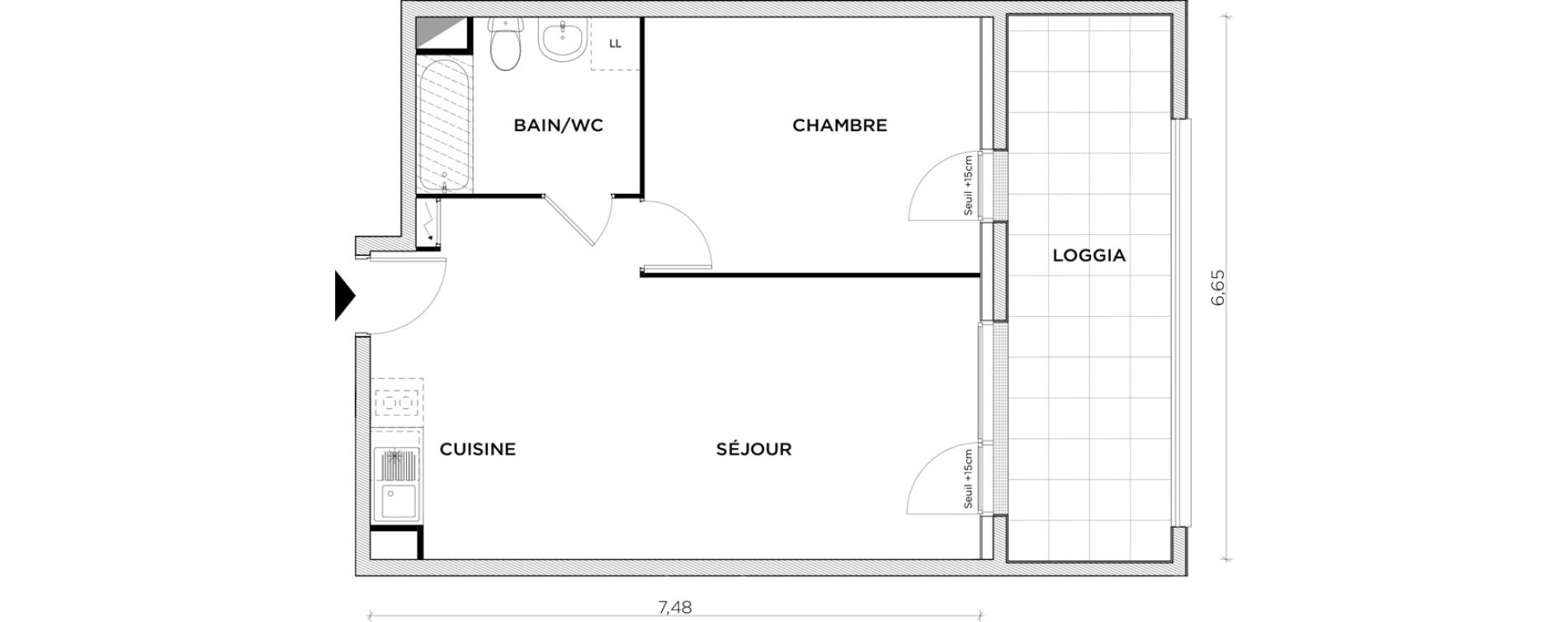 Appartement T2 de 46,85 m2 &agrave; Creil Centre