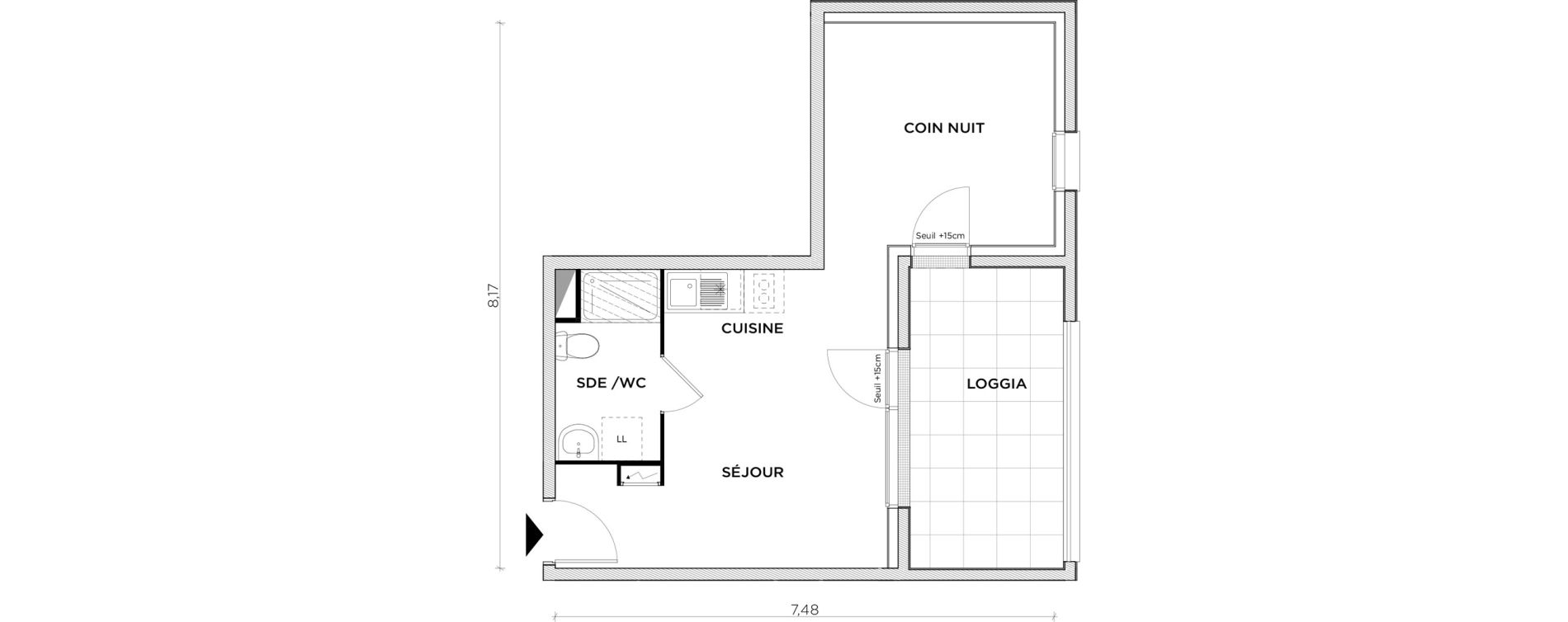 Appartement T1 bis de 33,39 m2 &agrave; Creil Centre