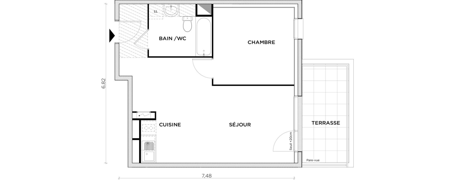 Appartement T2 de 46,34 m2 &agrave; Creil Centre