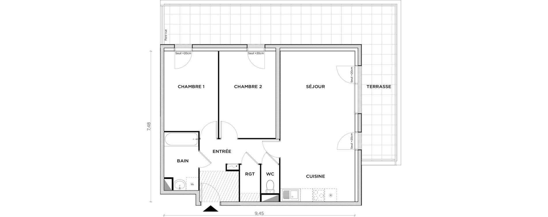 Appartement T3 de 66,75 m2 &agrave; Creil Centre