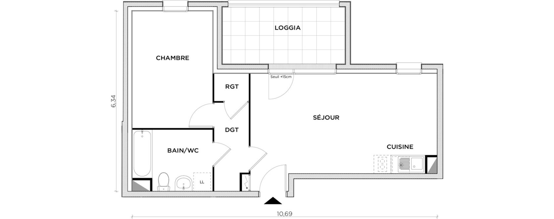 Appartement T2 de 45,81 m2 &agrave; Creil Centre