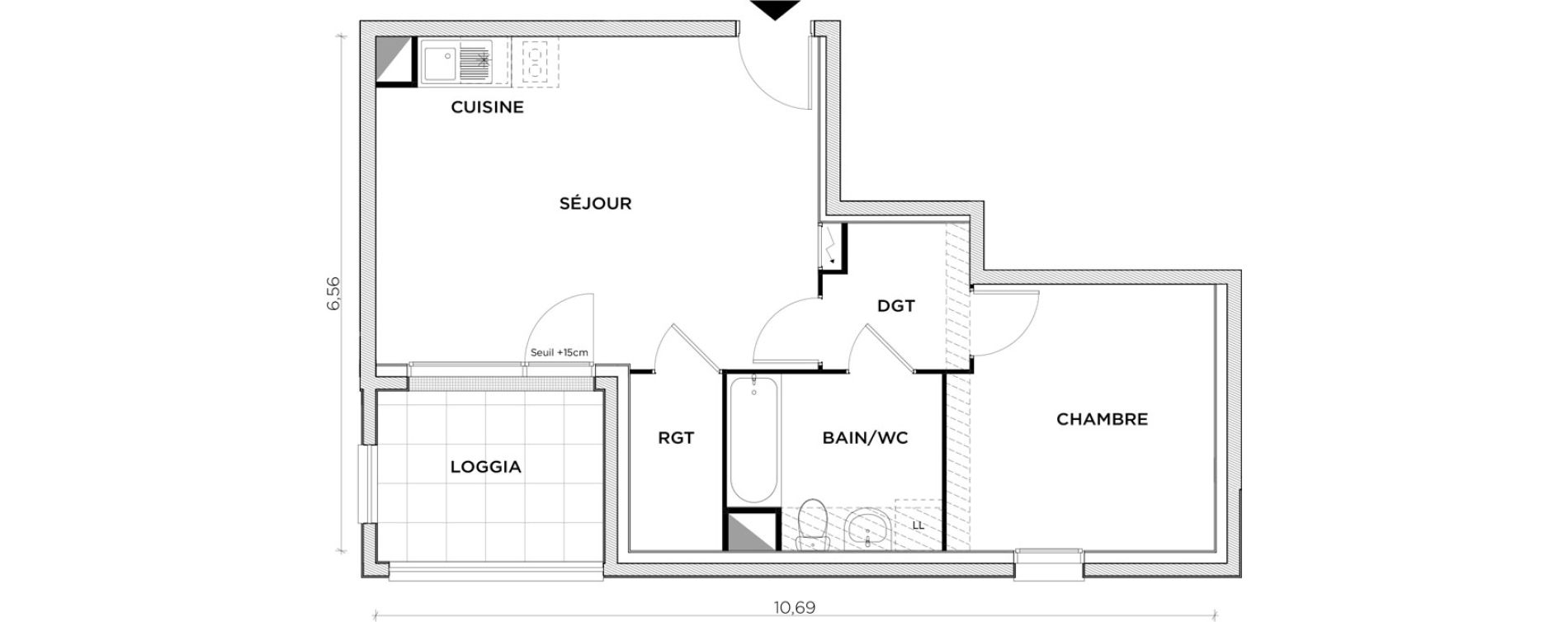 Appartement T2 de 46,44 m2 &agrave; Creil Centre