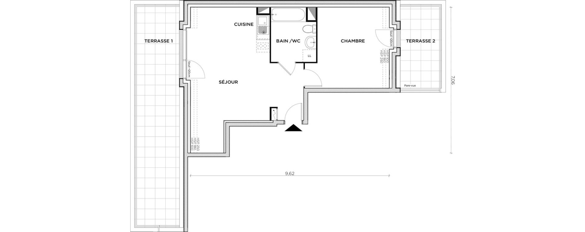 Appartement T2 de 47,08 m2 &agrave; Creil Centre