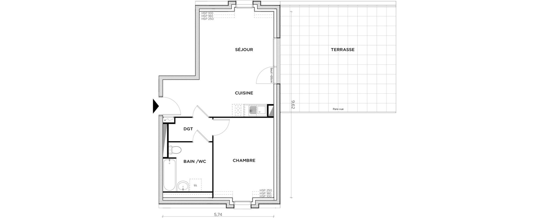 Appartement T2 de 45,80 m2 &agrave; Creil Centre