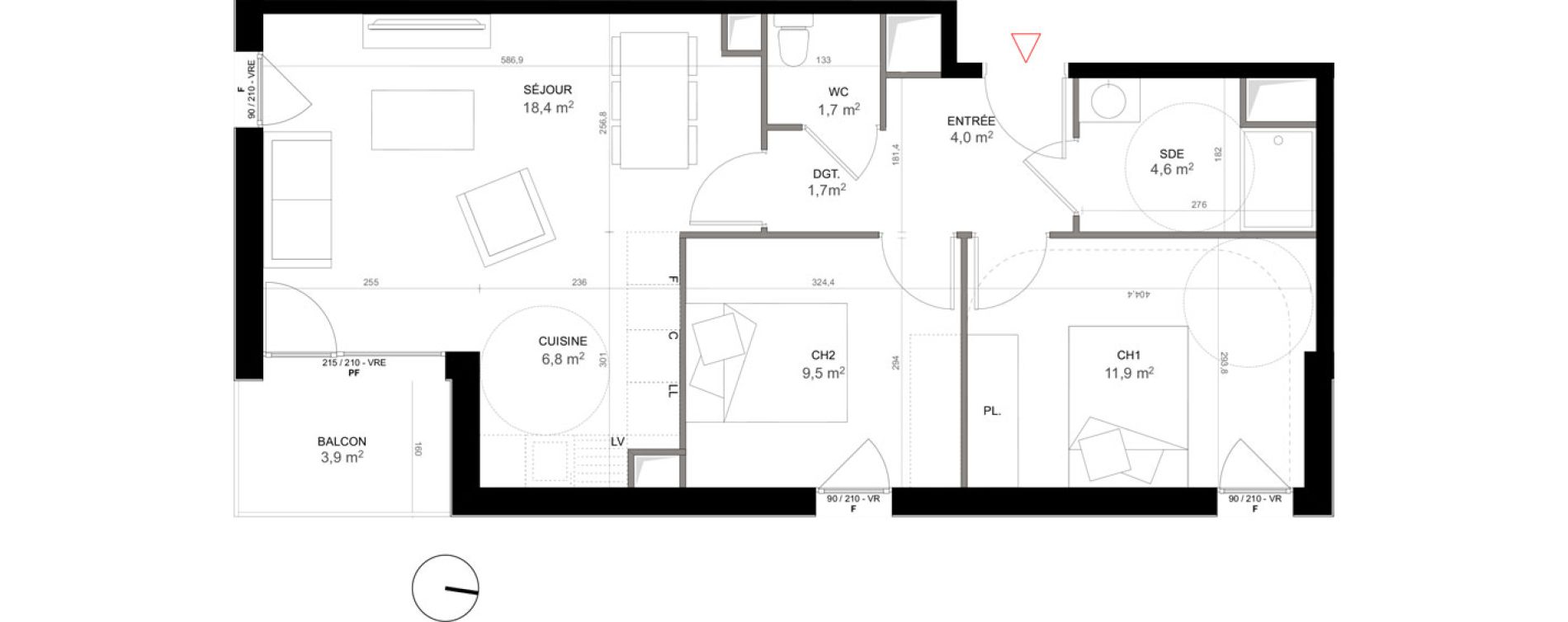 Appartement T3 de 58,60 m2 &agrave; Creil Centre