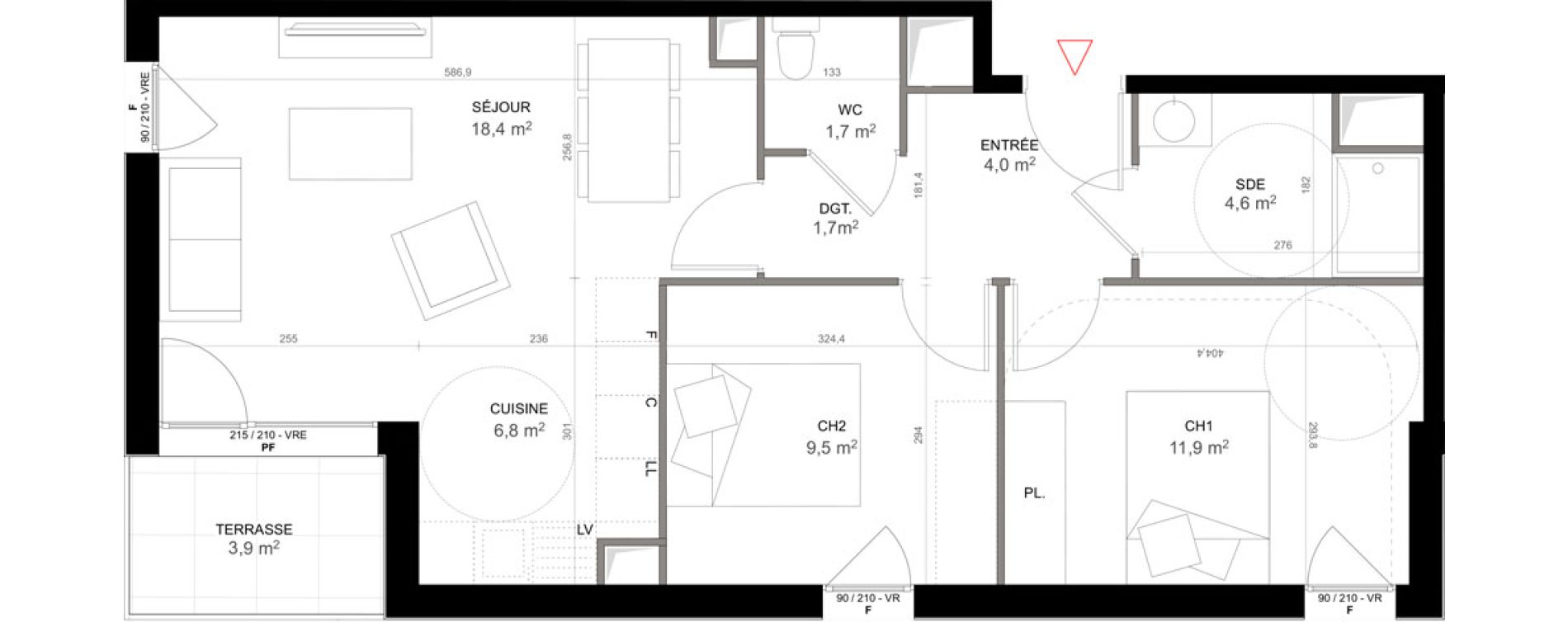 Appartement T3 de 58,60 m2 &agrave; Creil Rouher