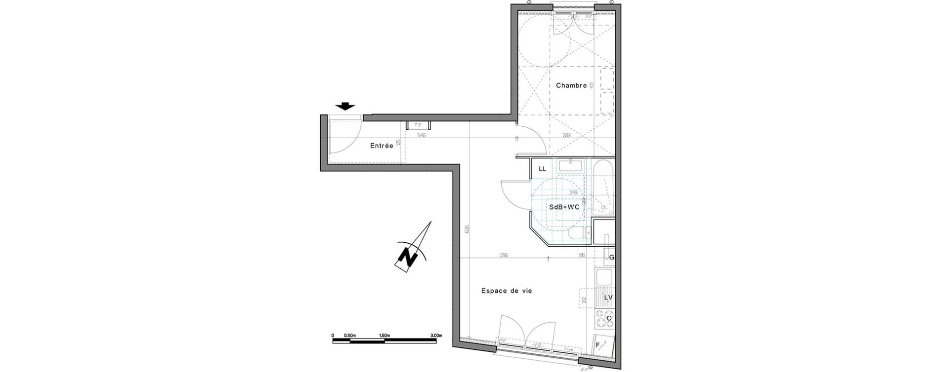 Appartement T2 de 41,92 m2 &agrave; Creil Centre