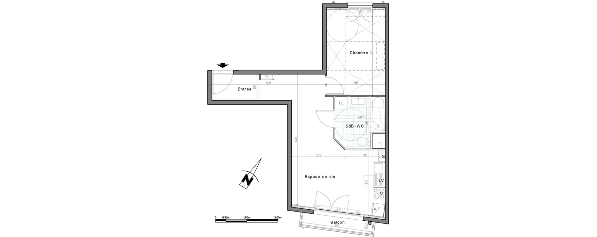 Appartement T2 de 41,92 m2 &agrave; Creil Centre