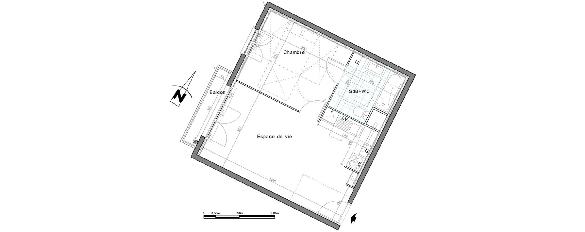 Appartement T2 de 42,27 m2 &agrave; Creil Centre