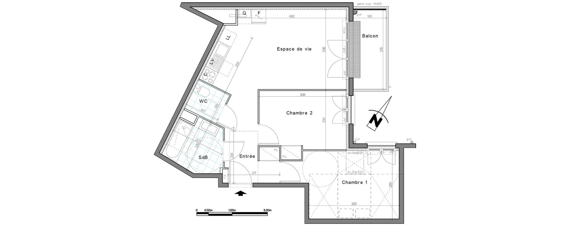 Appartement T3 de 53,71 m2 &agrave; Creil Centre