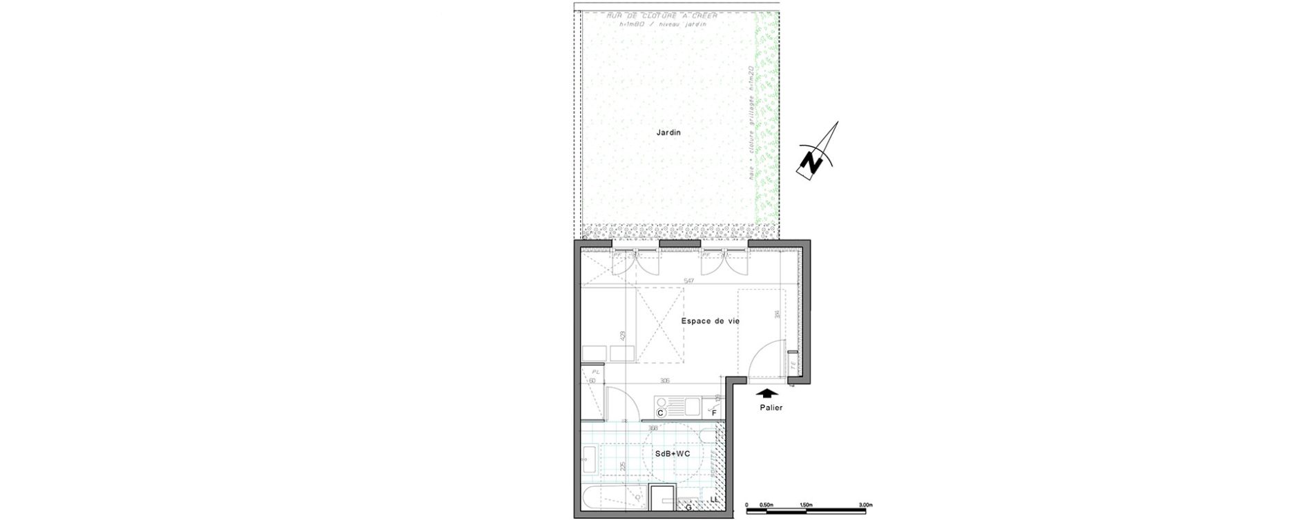 Appartement T1 de 28,72 m2 &agrave; Creil Centre