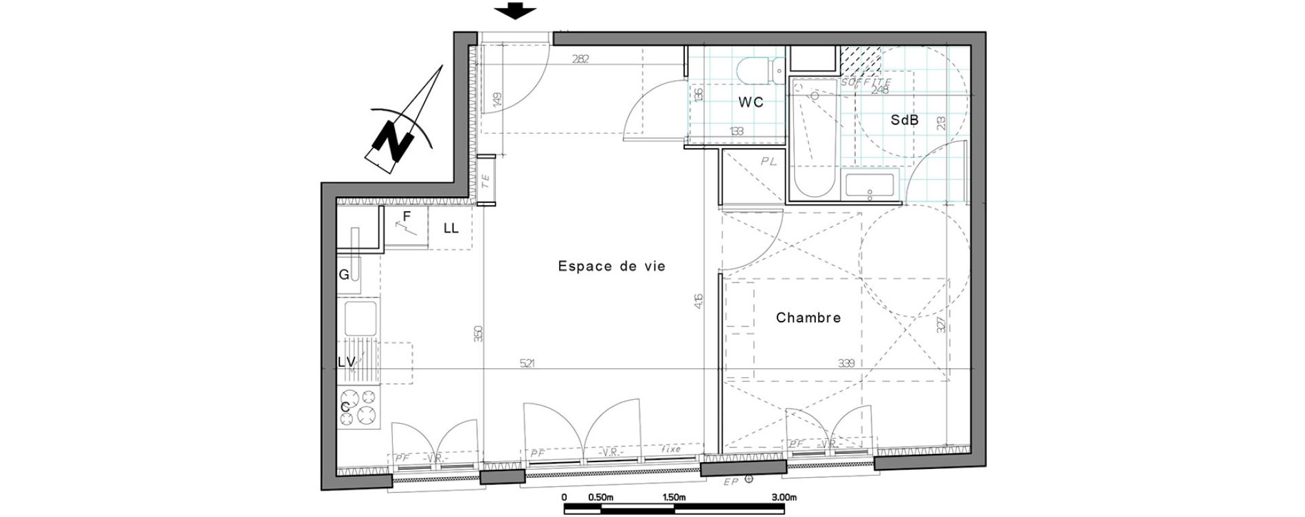 Appartement T2 de 42,83 m2 &agrave; Creil Centre