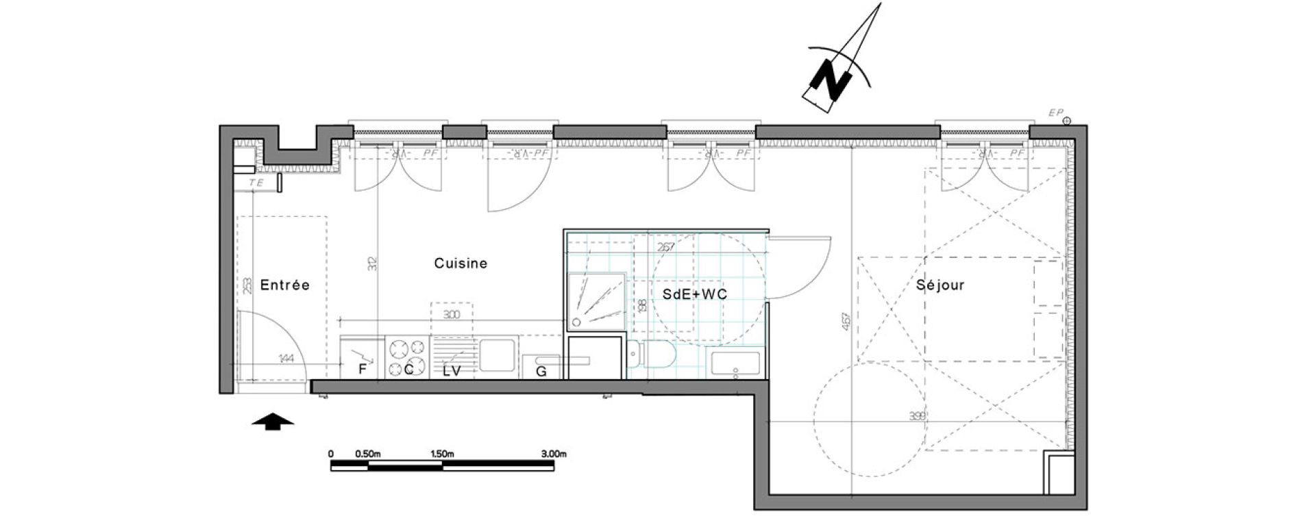 Appartement T1 de 39,48 m2 &agrave; Creil Centre