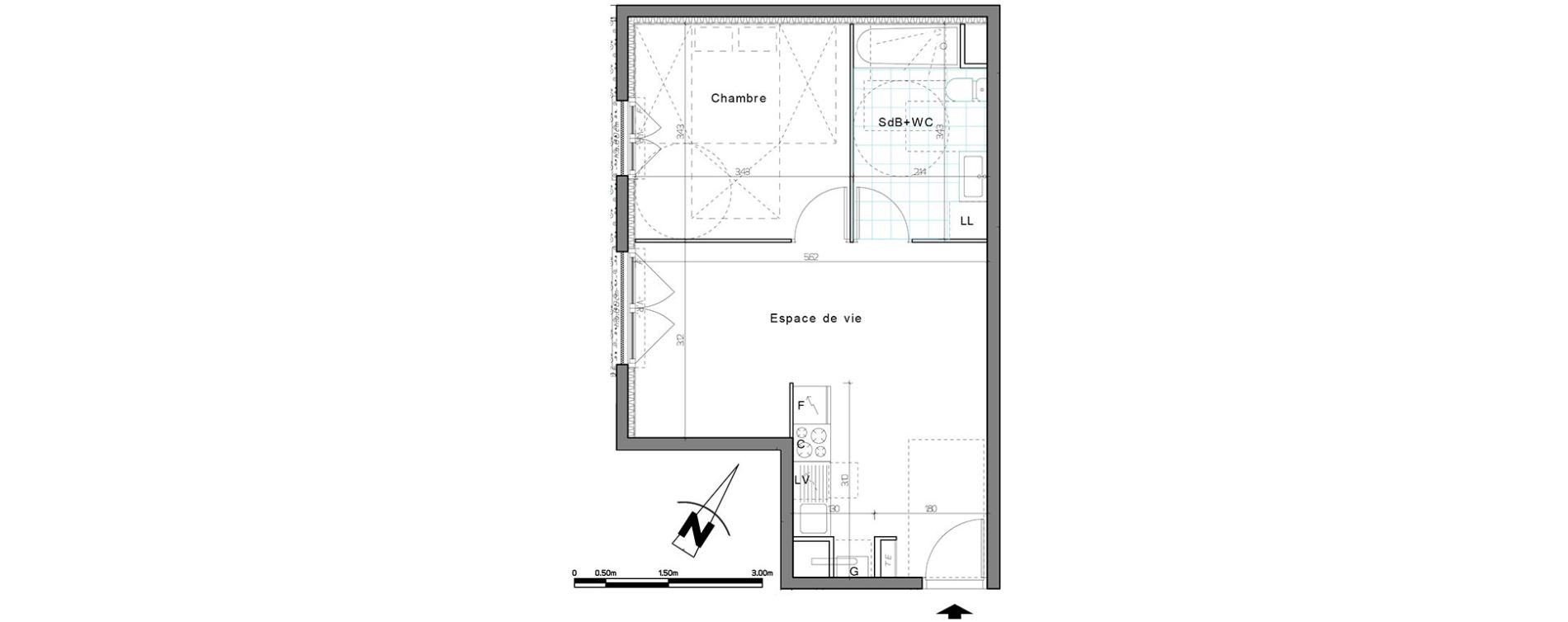 Appartement T2 de 42,53 m2 &agrave; Creil Centre
